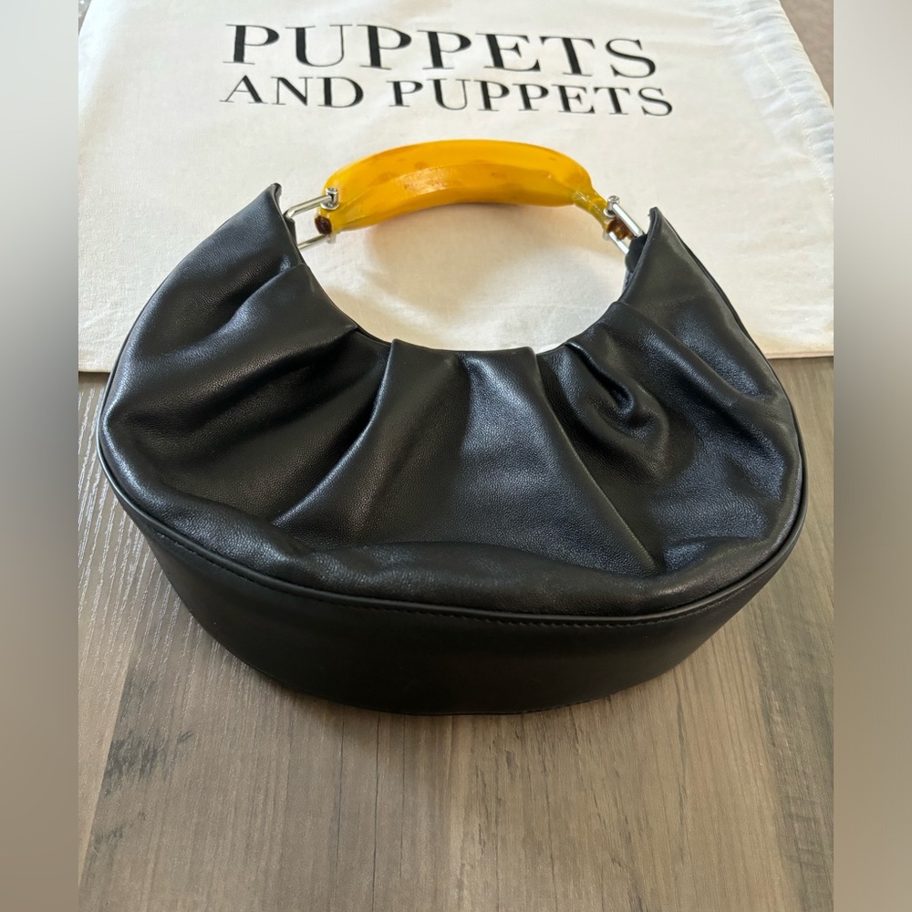 COPY - PUPPETS AND PUPPETS Banana ruched leather hobo bag